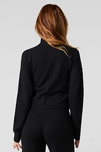 Number Jacquard Knit Zip-Up Sweater
