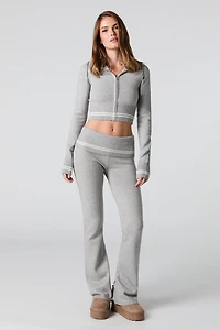 Pantalon en tricot évasé à taille repliée