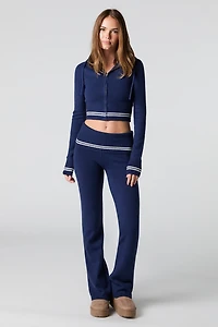 Foldover Waist Knit Flare Pant