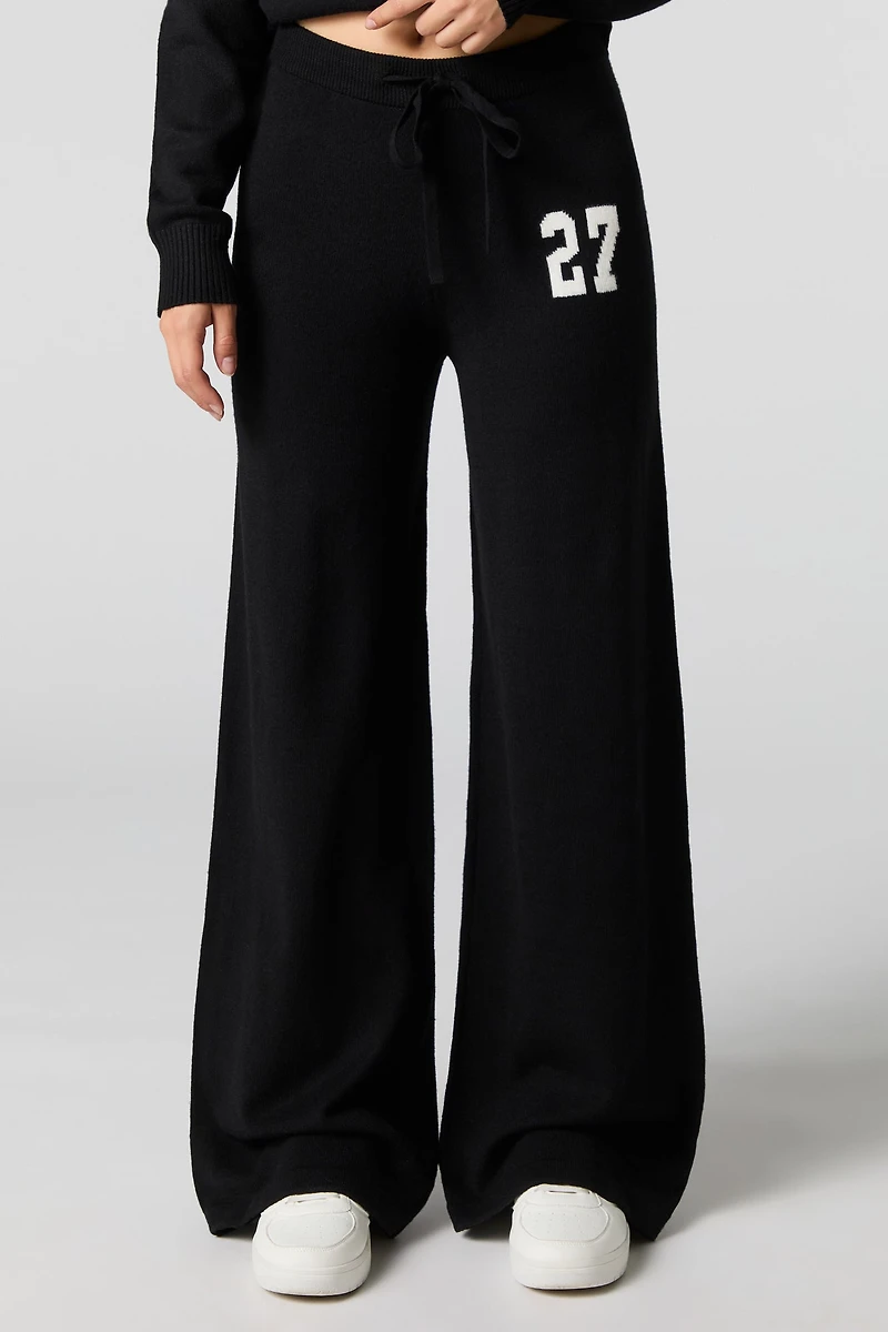 Number Jacquard Knit Pant