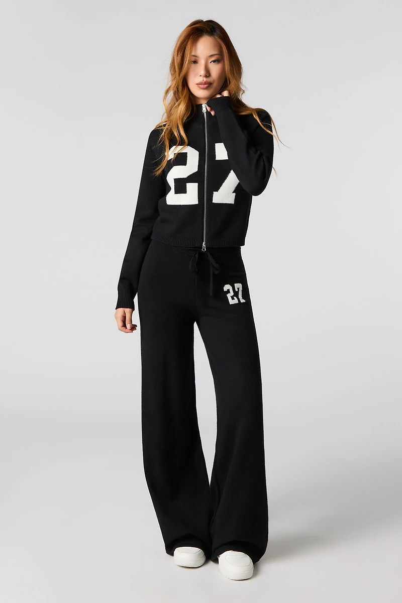 Number Jacquard Knit Pant
