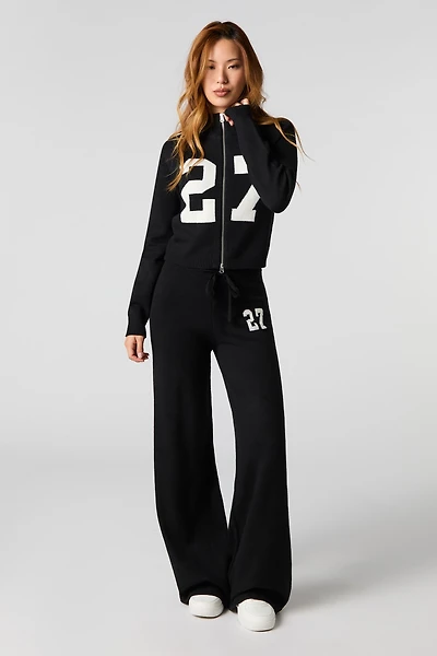 Number Jacquard Knit Pant