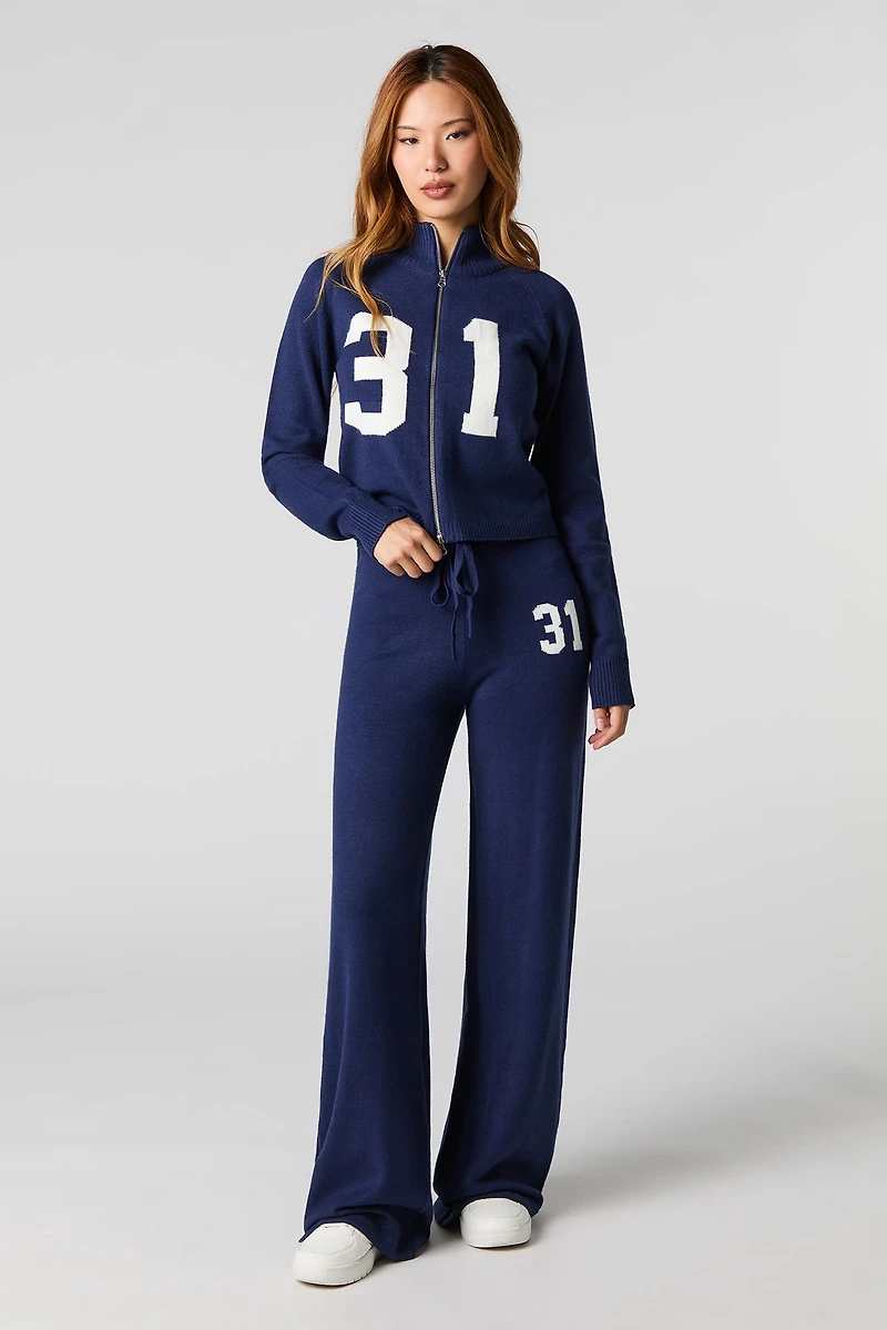Number Jacquard Knit Pant