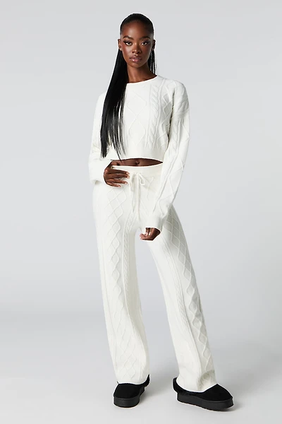 Cable Knit Wide Leg Pant