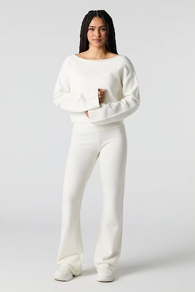 Knit Foldover Waist Flare Pant
