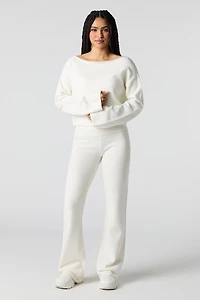 Knit Foldover Waist Flare Pant