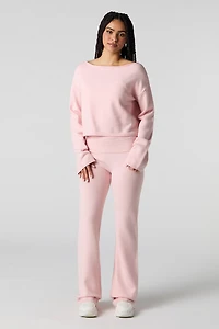 Knit Foldover Waist Flare Pant