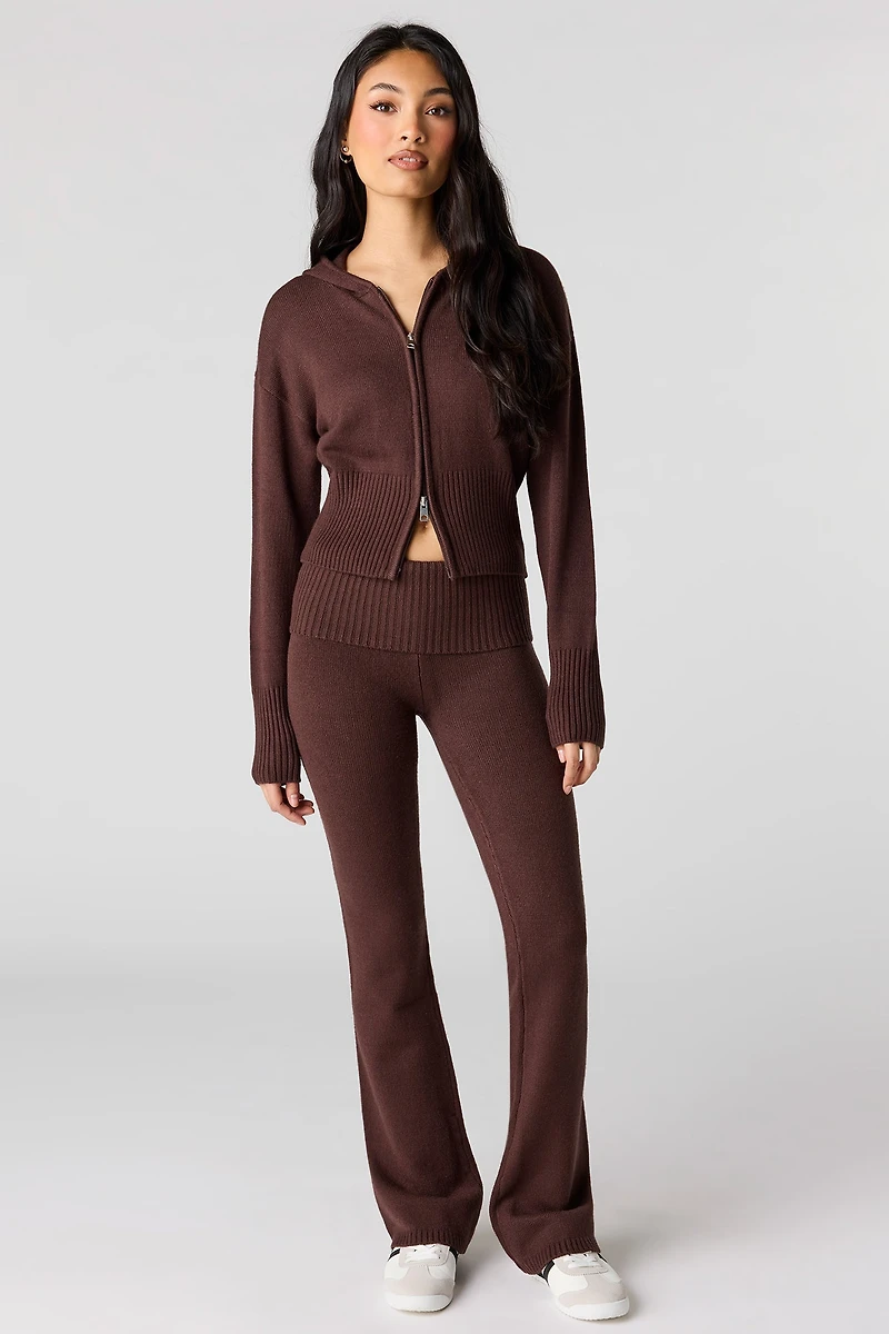 Knit Foldover Waist Flare Pant