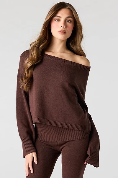 Off Shoulder Boxy Sweater