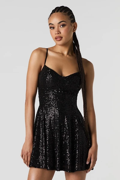 Sequin Bustier Mini Dress