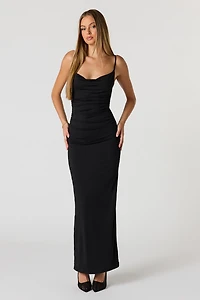 Cowl Neck Ruched Maxi Dress