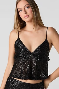 Sequin Babydoll Ruffle Top