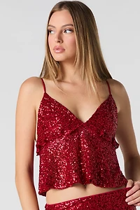Sequin Babydoll Ruffle Top