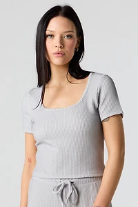 Textured Ribbed Scoop Neck Top
