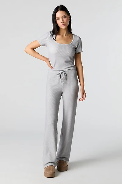 Textured Ribbed Wide Leg Pant