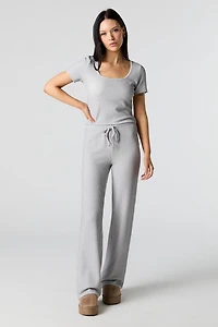 Textured Ribbed Wide Leg Pant