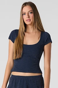Sparkle Short Sleeve Cropped Top
