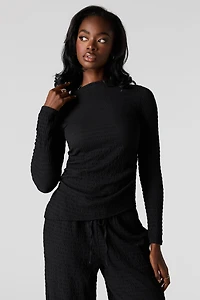 Textured Asymmetrical Long Sleeve Top