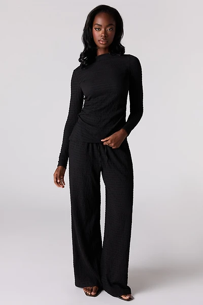 Textured Wide Leg Pant