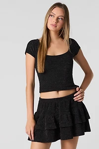 Sparkle Tiered Ruffle Mini Skort