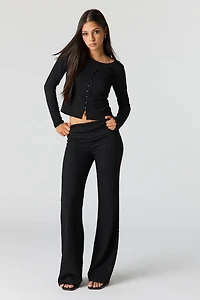 Textured Foldover Flare Pant