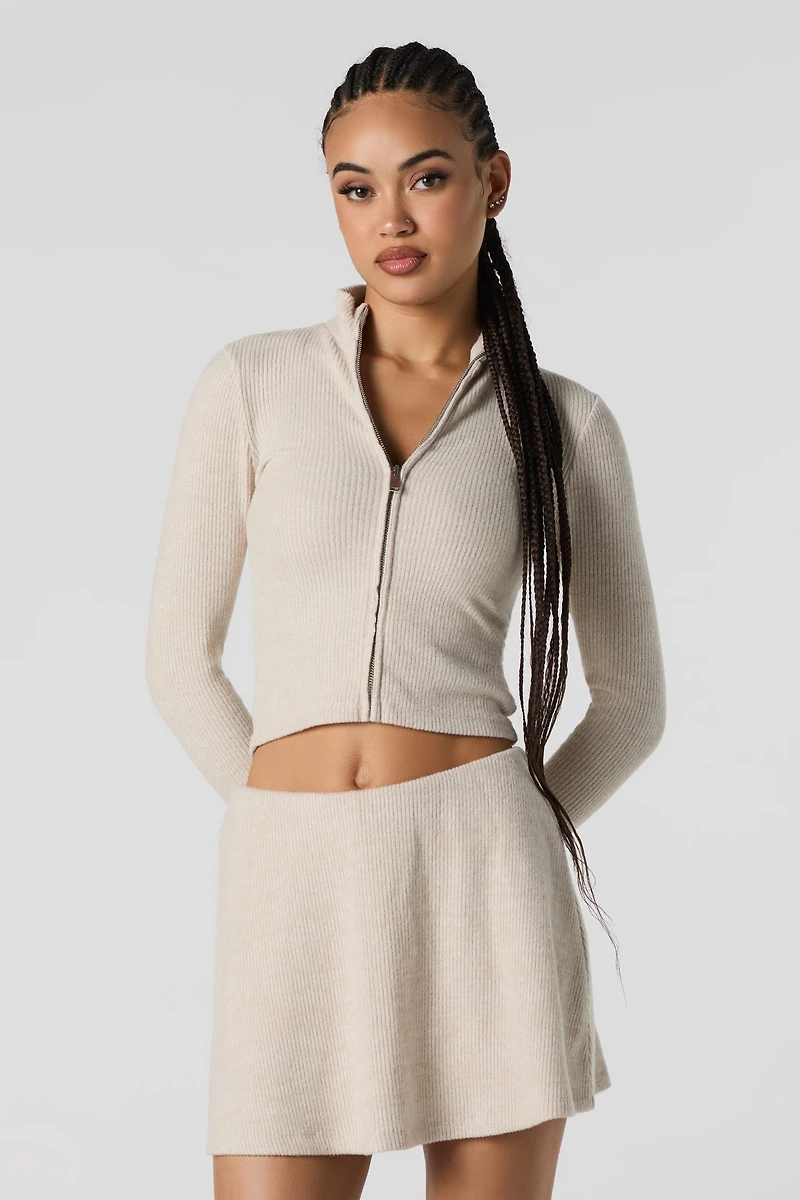 Jupe-short en tricot côtelé fluide