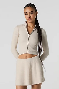 Jupe-short en tricot côtelé fluide