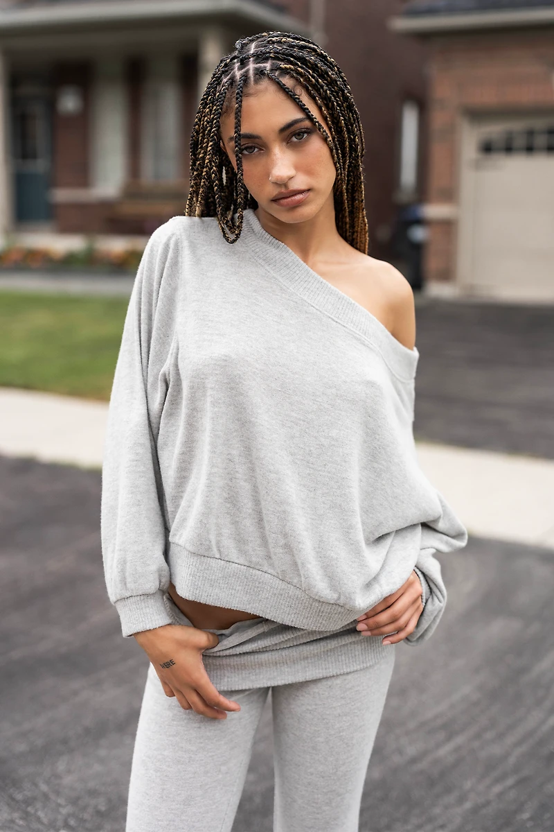 Knit Boat Neck Long Sleeve Top