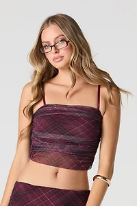 Mesh Ruched Cropped Cami