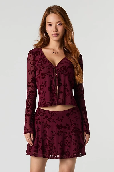 Mesh Floral Mini Skort