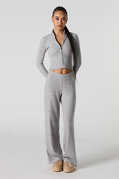 Ribbed Knit Wide Leg Pant