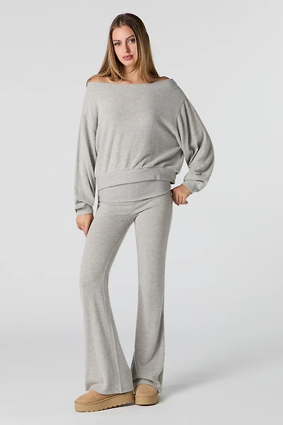 Knit Foldover Waist Flare Pant