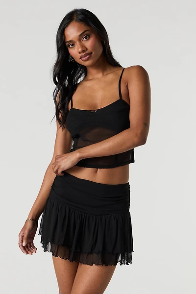 Minijupe-short fluide en filet