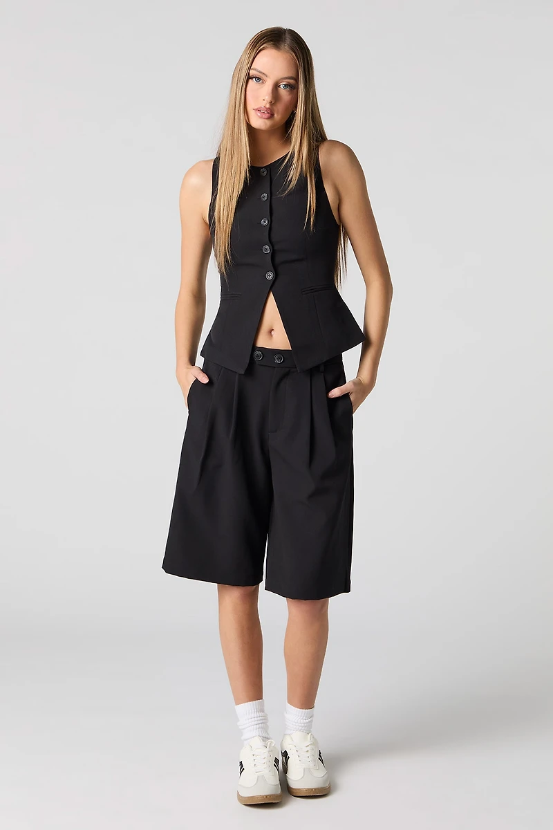 Pleated Longline Dress Short