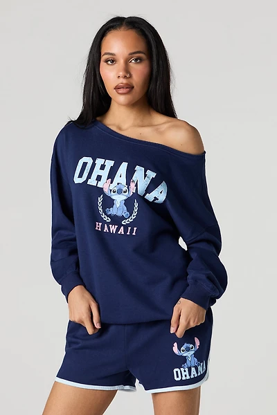 Stitch Graphic Fleece Dolphin Short