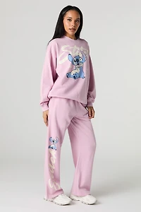 Pantalon d'entraînement à jambe évasée en molleton imprimé Stitch