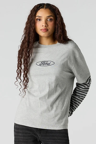Haut superposé en coton lourd de luxe avec motif brodé Ford