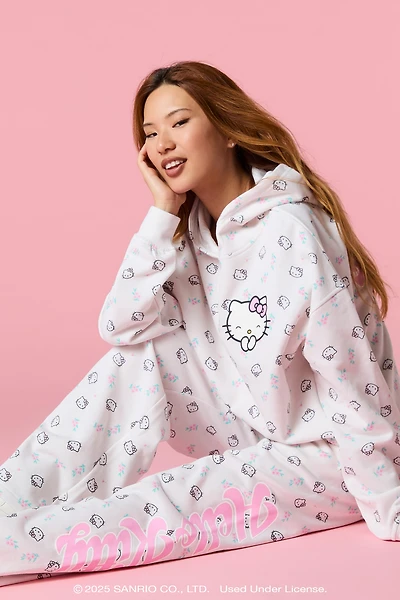 Hello Kitty® Print Wide Leg Fleece Sweatpant