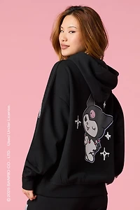 Haut à capuchon en molleton avec imprimé Kuromi et pierres du Rhin