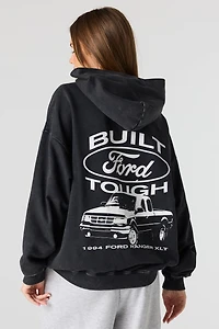 Haut à capuchon en molleton délavé imprimé Ford