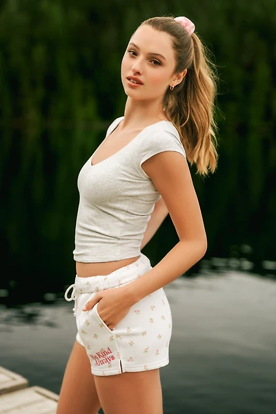 Embroidered Fleece Short