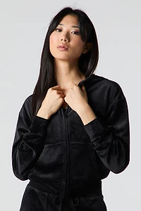 Velour Zip-Up Hoodie
