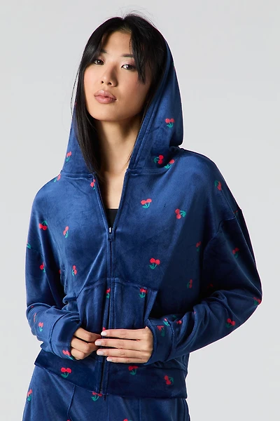 Velour Zip-Up Hoodie