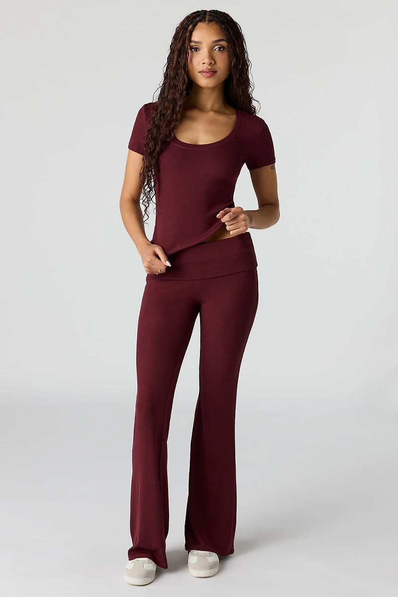 Pantalon évasé à taille repliée doux U/A