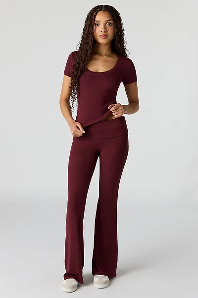 Pantalon évasé à taille repliée doux U/A