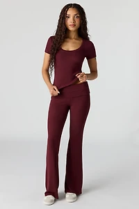 Pantalon évasé à taille repliée doux U/A