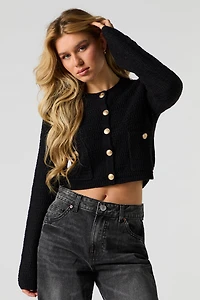 Textured Knit Button Front Cardigan