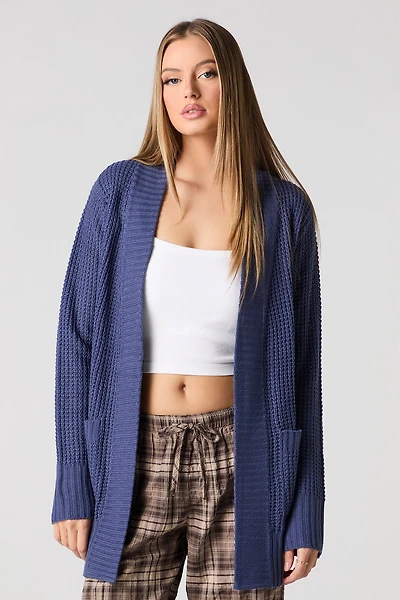 Cardigan ouvert en tricot gaufr