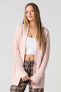 Cardigan ouvert en tricot gaufré