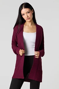 Cardigan ouvert en tricot gaufr